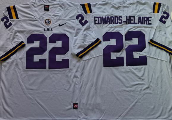 Men LSU Tigers #22 Edwards-Helaire White Nike 2025 NCAA Jersey->ncaa teams->NCAA Jersey